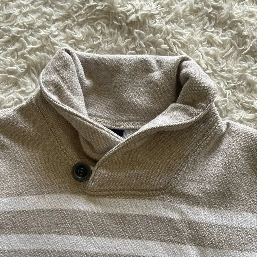 Baby Gap Boy's Tan and White Striped Shawl-Collar Pullover